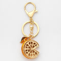 Orange Slice Enamel Rhinestone Fruit Keychain Gold Tone view 3