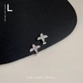 Silver Mini Airplane Pavé Stud Earrings Clear Stones view 6