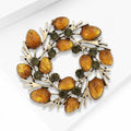 Pinecone Wreath Brooch With Amber and Olive Crystals view 3