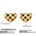 Black White Checkered Heart Stud Earrings Gold Steel Enamel view 7