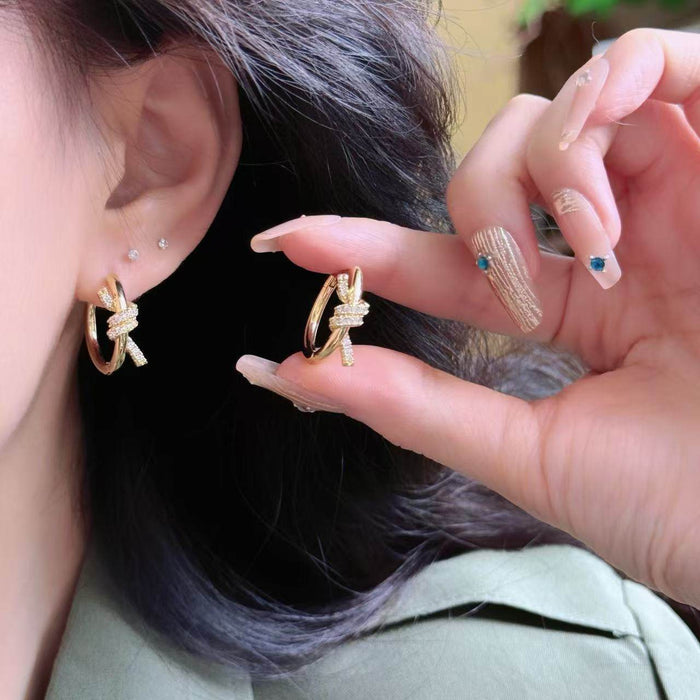 Gold And Silver Tone Knot Hoop Earrings Decorative Jewelry