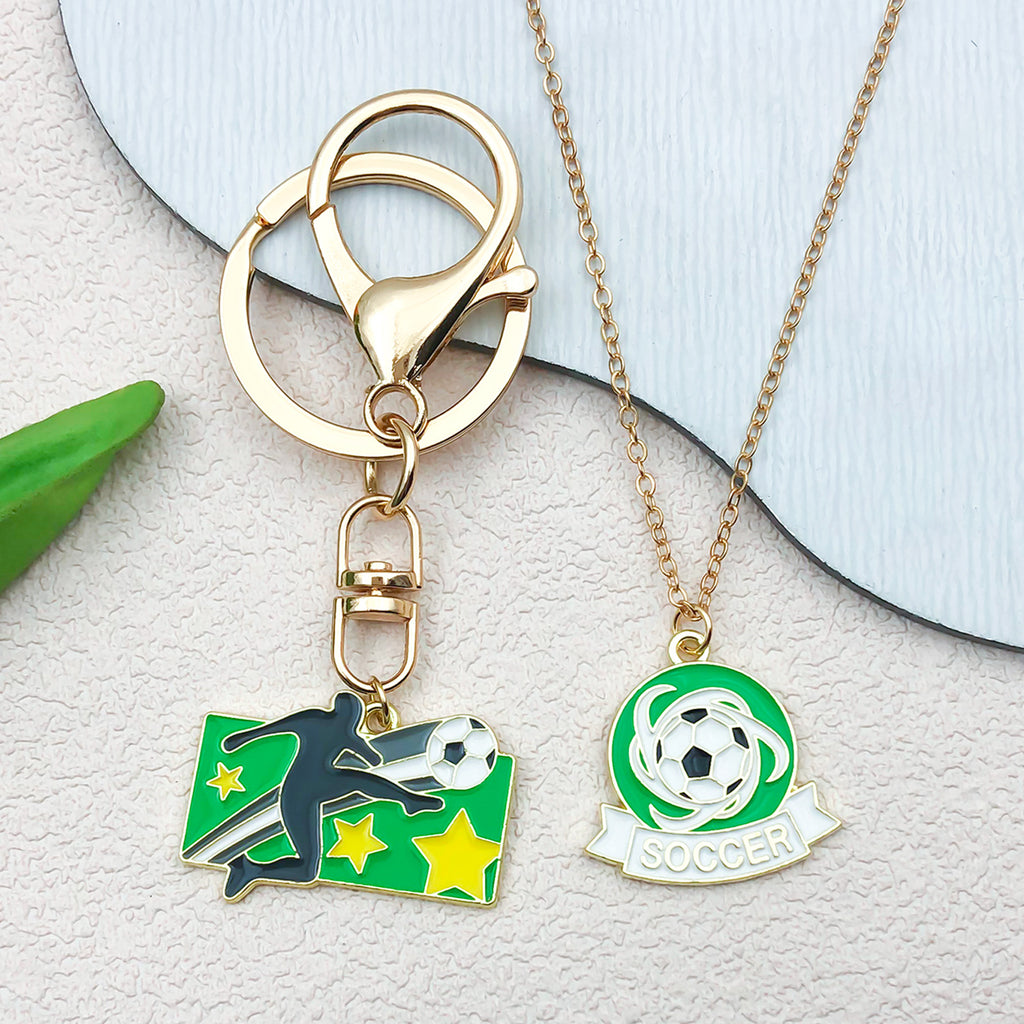 Zinc Alloy Enamel Football Charm Pendant for DIY Sports Bracelet Keychain Accessories