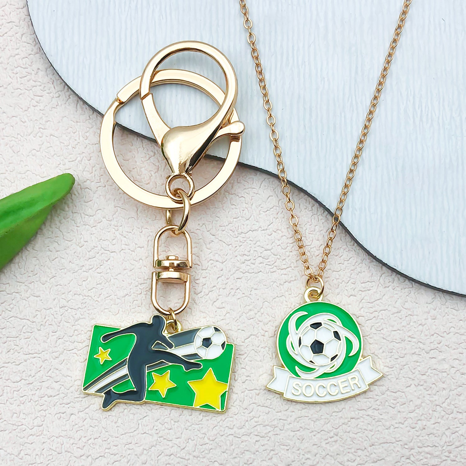 Zinc Alloy Enamel Football Charm Pendant for DIY Sports Bracelet Keychain Accessories