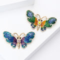Enamel Butterfly Brooch Green or Blue Purple Rhinestones view 3