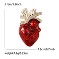 Red Translucent Anatomical Heart Brooch With Gold Tone Vessels view 6