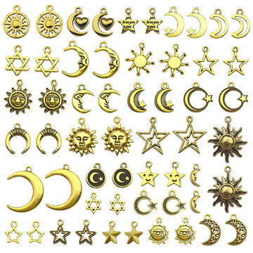 Matte Gold-Tone Sun and Moon Metal Charms with 29 Listed Options