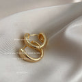 Gold Smooth Polished Chunky Huggie Hoop Earrings Pair view 3