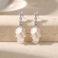 Silver Starfish and White Shell Look Petal Dangle Earrings view 6