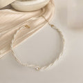 Gold Twisted Double Pearl Strand Choker Necklace Single Style view 6