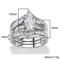 Marquise Clear Solitaire Baguette Three-Ring Set Silver Tone view 4