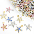 Crystal Starfish Charms in Four Stone Colors and Two Tones view 1