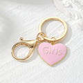 Gold Enamel Girls Heart and Round Keychain 8 Styles view 2