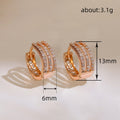 Rose Gold Triple Row Clear Stone Huggie Hoop Earrings Alloy view 3