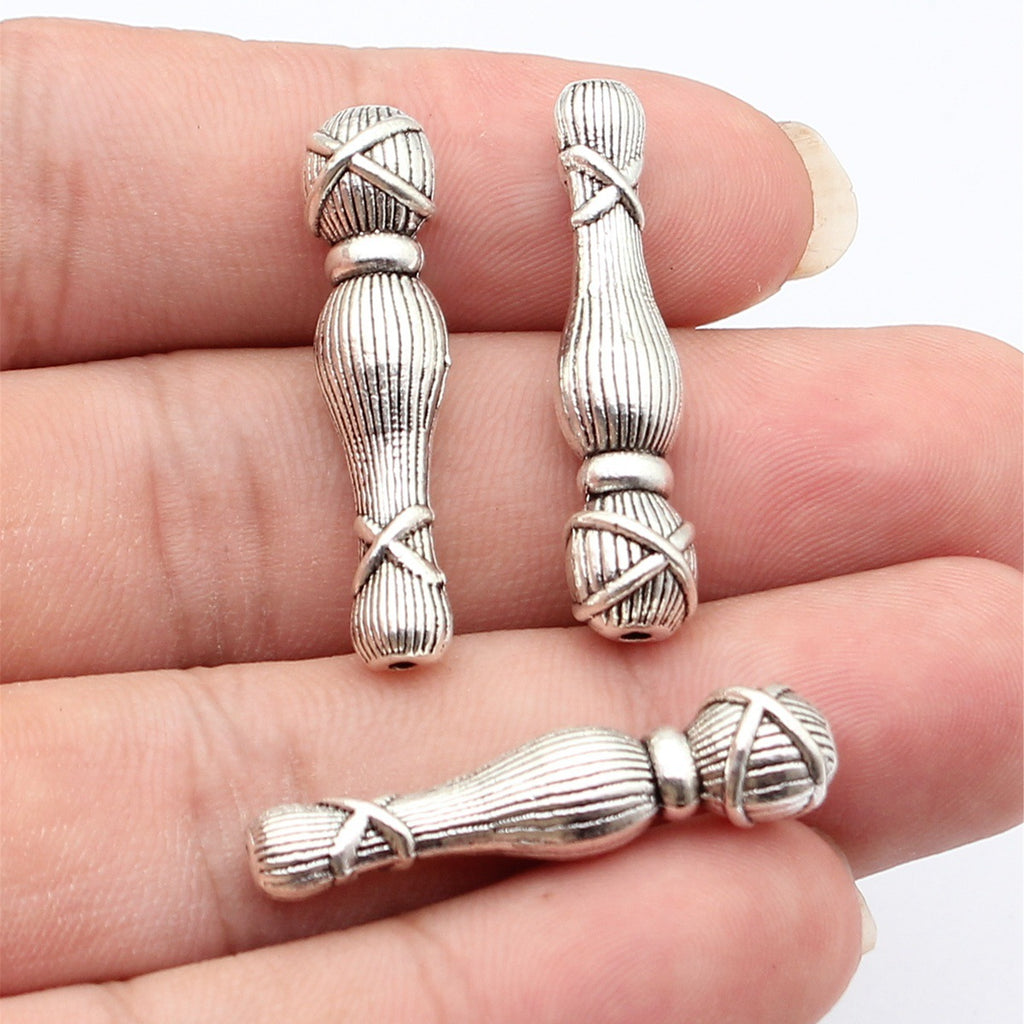 34x9x8.2mm 5.3g Antique Silver Zinc Alloy Gourd Head Small Hole Spacer Beads for DIY Jewelry Making