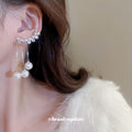 Crystal Vine Ear Climbers With Pearl Chain Drops Statement Jewelry view 4
