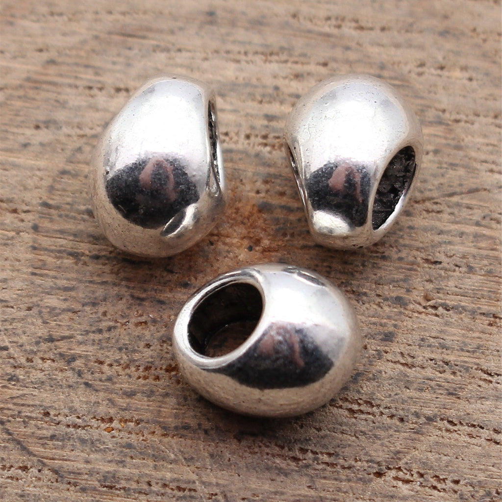10x8.4x7.7mm/9.4x7.7x7.2mm Antique Silver Zinc Alloy Smooth Egg Shape Spacer Beads for Bracelet Jewelry Making