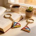 Study Hard Ruler Protractor Enamel Keychain Two Styles view 3