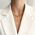 Twisted Rope Chain Necklace and Bracelet Set Gold Steel Tones view 7