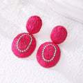 Six Color Raffia Wrapped Double Oval Statement Earrings view 6