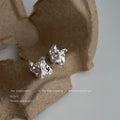 Silver-Tone Liquid Metal Irregular Abstract Stud Earrings view 4