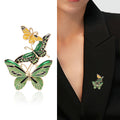 Enamel Butterfly Brooch with Floral Wings in Two Colors view 2