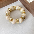 Marbled Acrylic Gold Spacer Stretch Bracelet 6 Colors view 9