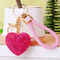 Jeweled Heart Keychains in Seven Color and Braided Loop Pairings view 2