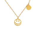 Smiley Face Good Luck Disc Pendant Necklace Three Tones view 5