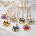 Gold Wavy Frame Resin Dried Flower Pendant Necklaces 7 Styles view 1