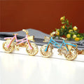 Enamel Bicycle Metal Keychain Gold Rhinestone Basket view 2