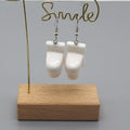 White Ceramic Style Miniature Toilet Novelty Hook Earrings view 1