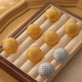 Gold Steel Pyramid Texture Dome Stud Earrings Oversized view 2