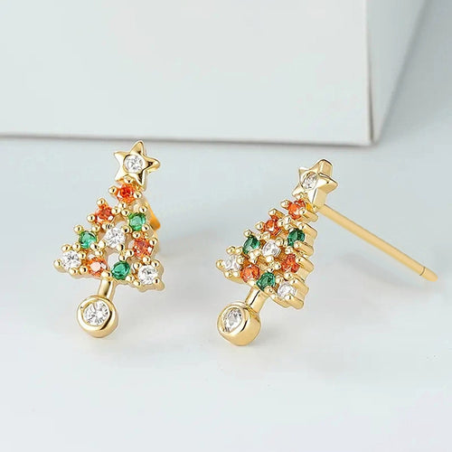 Image 2 showing multicolor christmas tree stud earrings