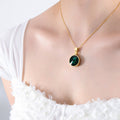 Round Faceted Glass Stone Pendant Necklace Gold Or Silver view 9