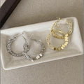 Beaded Metal Hoop Earrings in Gold and Silver With Metal Details view 1