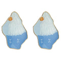 Gold Rim Blue White Snow Mountain Enamel Stud Earrings view 5
