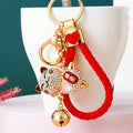 Bell Lucky Cat Keychains with Seven Fortune Loops and Two Loop Only Options view 7