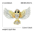 Gold Silver Two Tone Owl Brooch Spread Wings Crystal view 4