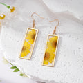 Rectangular Gold Frame Resin Dried Flower Earrings 7 Styles view 6