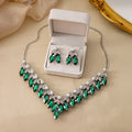 Five Color Marquise Fringe Necklace and Earring Jewelry Sets view 10