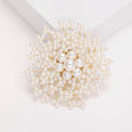 White Pearl Cluster Snowflake Brooch Gold Wire Floral Pin view 1