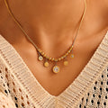 Gold Roman Numeral Disc Charm Snake Chain Necklace Bracelet view 1
