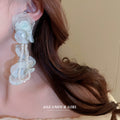 Pale Blue Floral Petal Drop Earrings For Women Jewelry view 4
