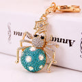 Rhinestone Spider Keychain Gold Metal Crystal Bag Charm view 3