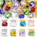 Square Crystal Bow Accent Metal Charms, 30 Colorways view 4