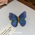 Blue Embroidered Thread Butterfly Brooch Gold Body view 4