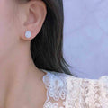 Silver Tone Oval Pave Clear Crystal Stud Earrings Jewelry view 3