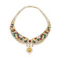Multicolor Crystal Pearl Teardrop Earrings And Choker Necklace view 5