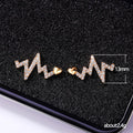 Heartbeat Line Crystal Stud Earrings in Polished Metal view 5