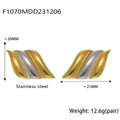 Three-Layer Wing Stud Earrings Gold Silver Two-Tone Stainless Steel view 7